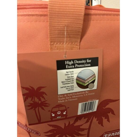 Trader Joe's Large Insulated Reusable Tote Bag 8 Gallon Peach Color New … - Picture 5 of 5